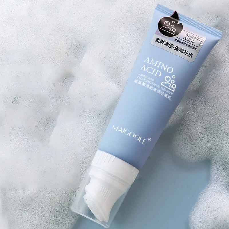 Amino Acid Cleansing Mousse Moisturizing Oil Control Deep Cleaning Mites Removal Acne Facial Cleanser Foam Skin Brightening