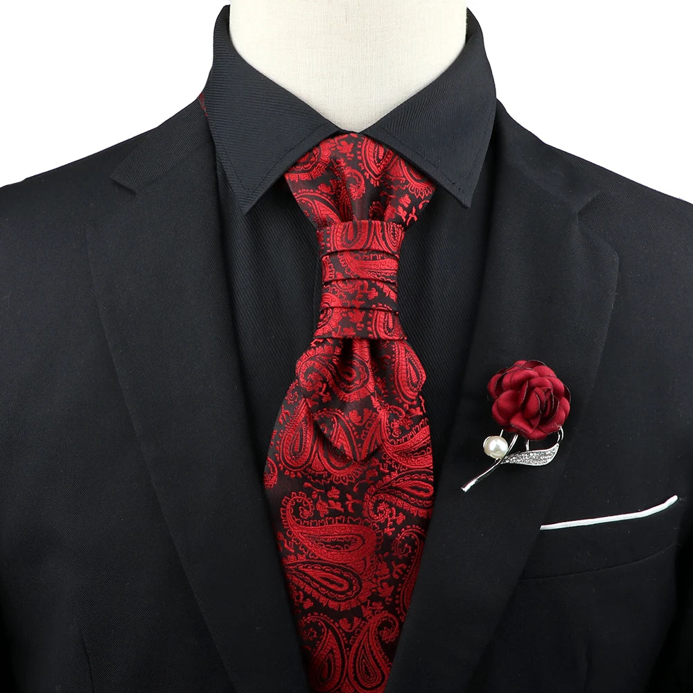 Premium luxury Paisley men's tie &amp; brooch