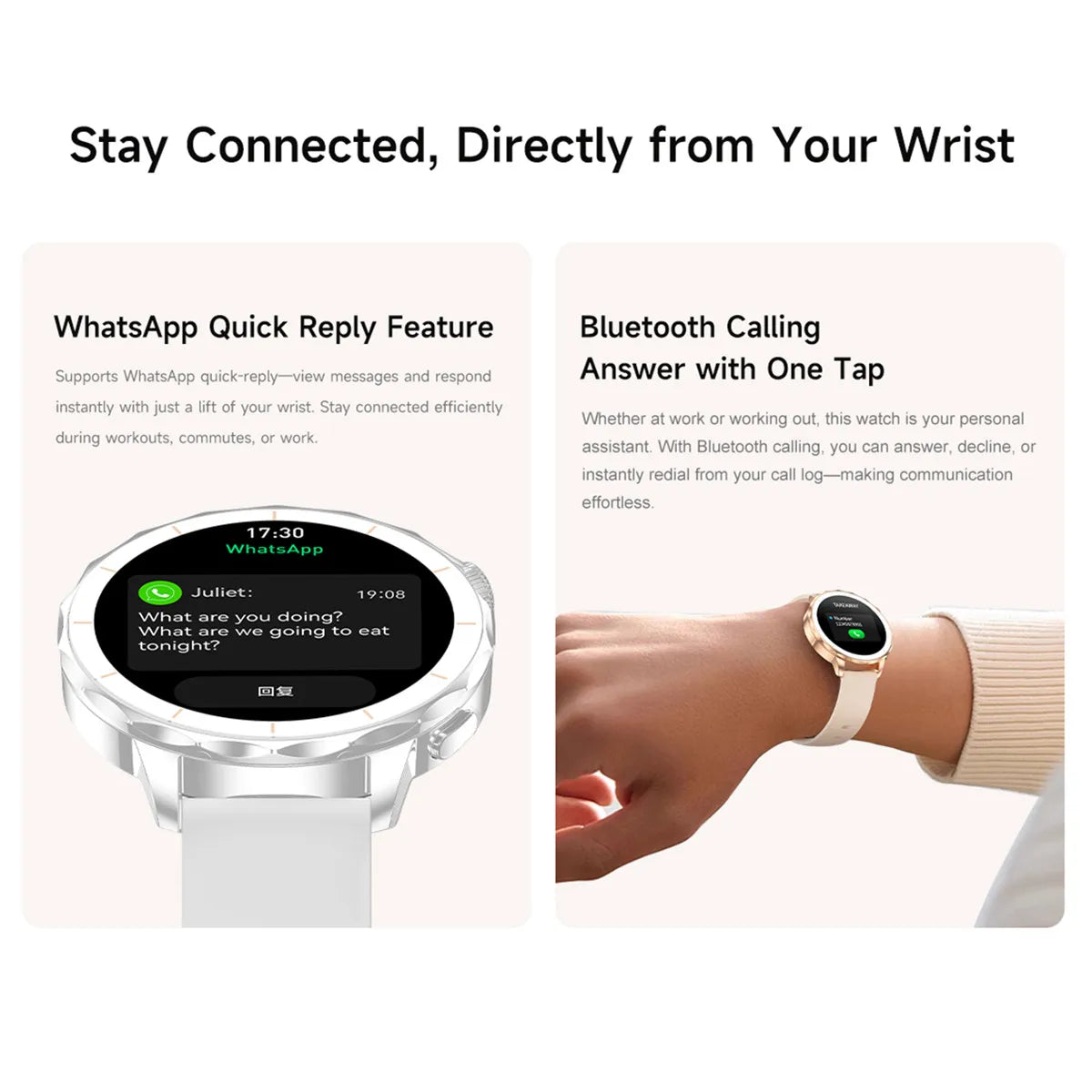 Smart Watch Women Hebrew 4GB/ROM Memory Bluetooth Network Sharing Whatsapp Messgae Reply Map Navigation Amoled Screen Smartwatch