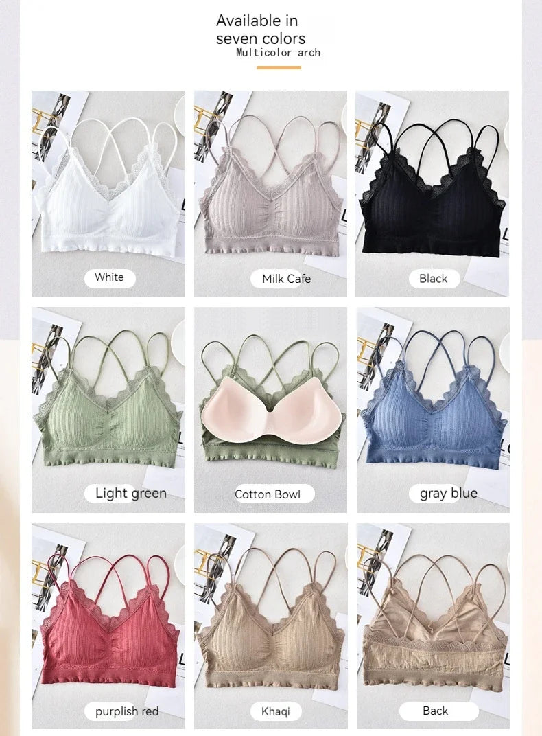 Sexy Seamless Crossover Lace Backless Bra For Girls Stylish Sports Crop Top Underwear For Comfortable Layering