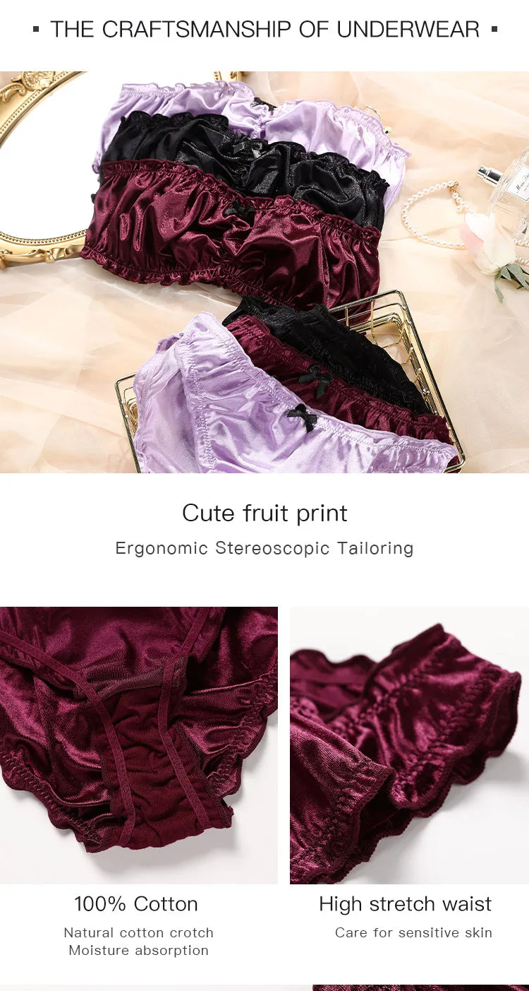 Hot Sale Strapless Underwear Set Bralette Seamless Bra Brasier Tube Top No Pad Bodycon Bandeau 2 Pieces Women Bra Set