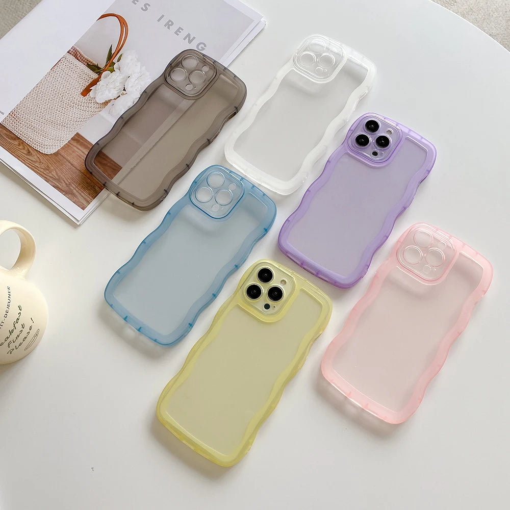 Cute Transparent Curly Case For iPhone 13-16