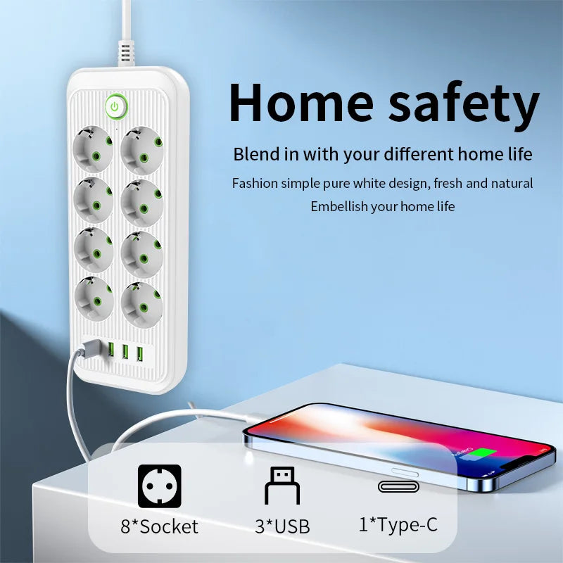 Ổ Cắm Điện Đa Năng 2M, USB, Chống Sét, Lọc Nhiễu