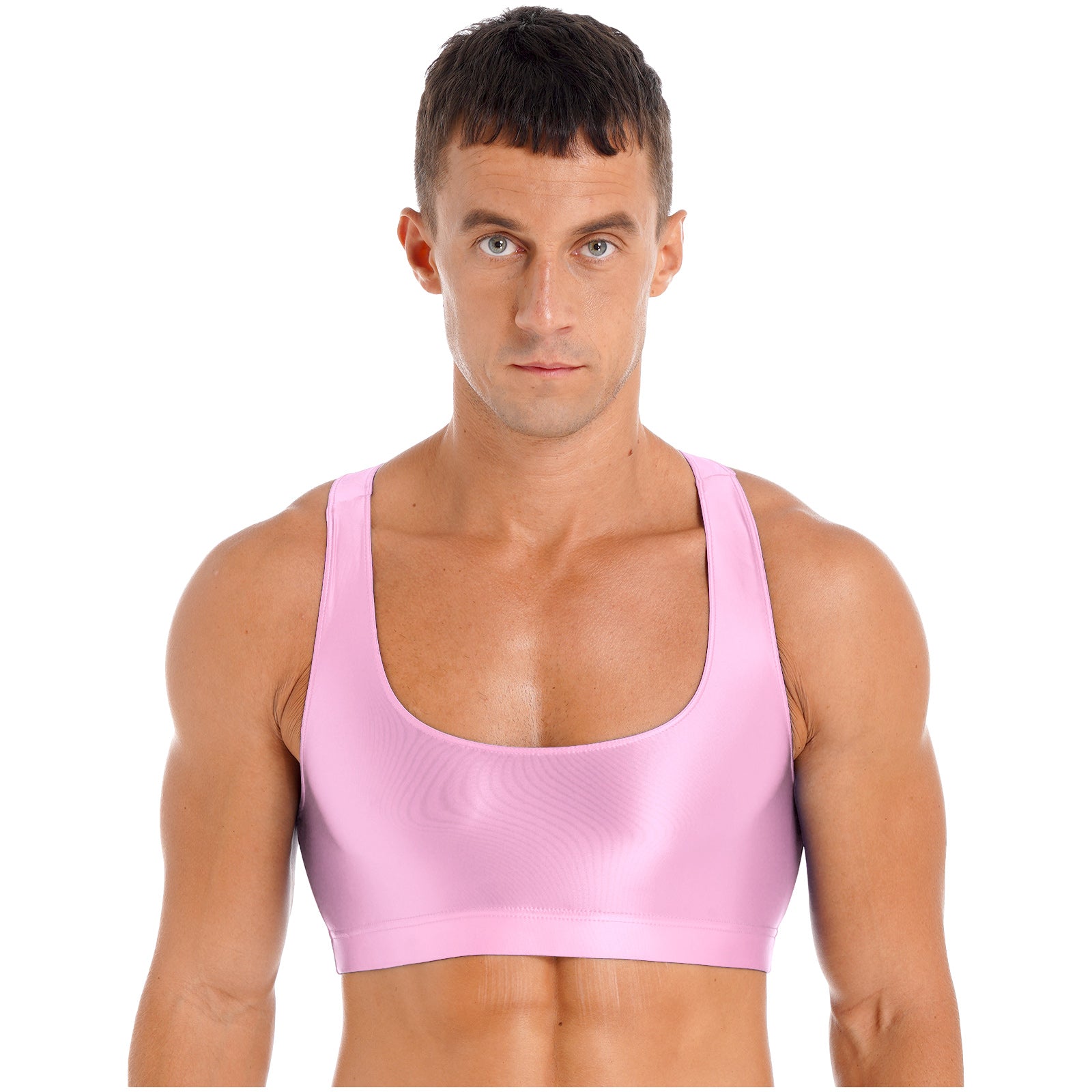 Áo Croptop Nam Thể Thao Bóng Đẹp U Neck Tập Gym Yoga