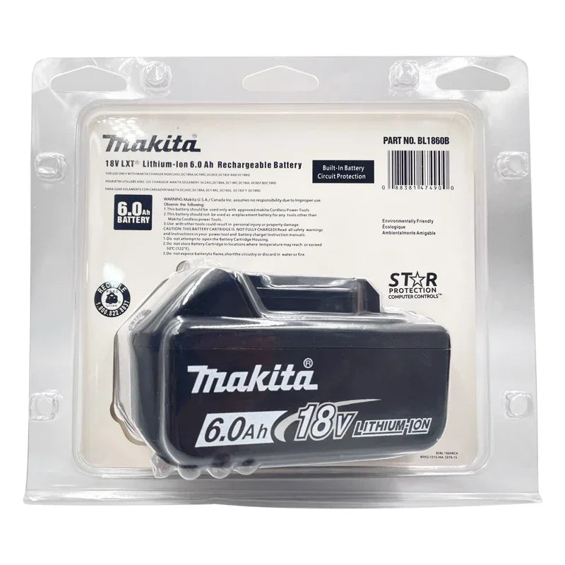 Original 100% Makita 6Ah is used for replacing lithium battery with 18V battery BL1840BL1830b BL1850BL1860BL1815.