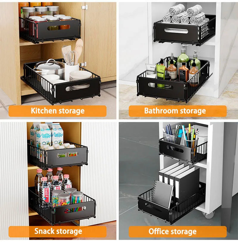 Multi-purpose Pull-Out Rack for Kitchen Cabinets - Spice Storage