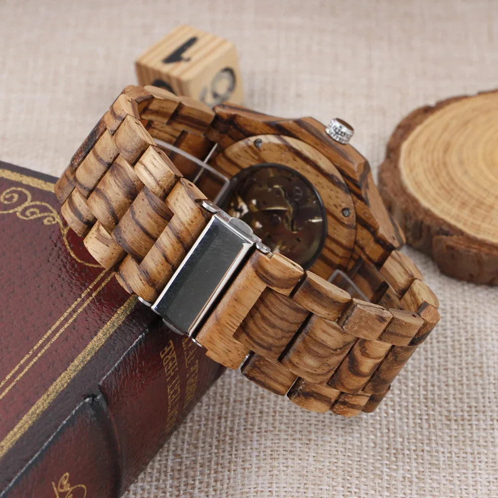 Đồng Hồ Cơ Học Gỗ Sang Trọng Thời Trang Nam Nữ