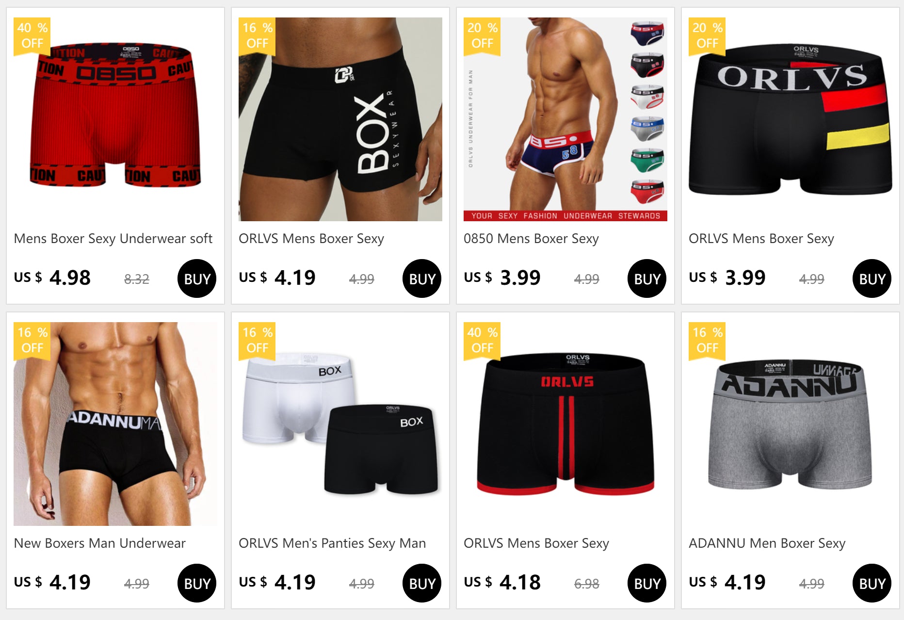 Men's Boxer Underwear Soft Cotton Sexy 3D Long