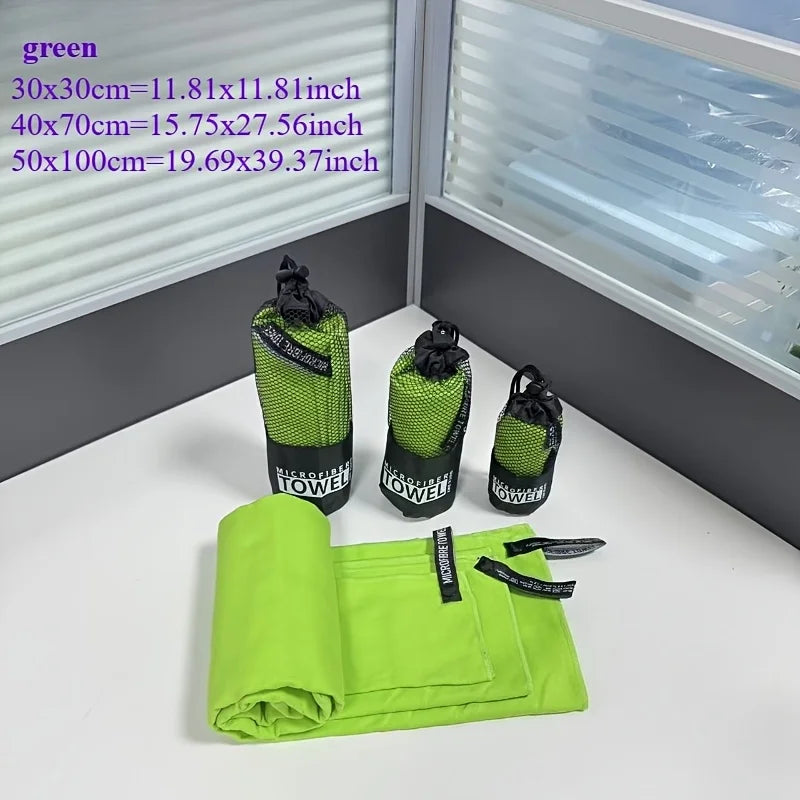 Lightweight Microfiber Travel Towel Set of 3 with Mesh Bag, Camping, Beach, Gym, Backpacking, Sports Towel
