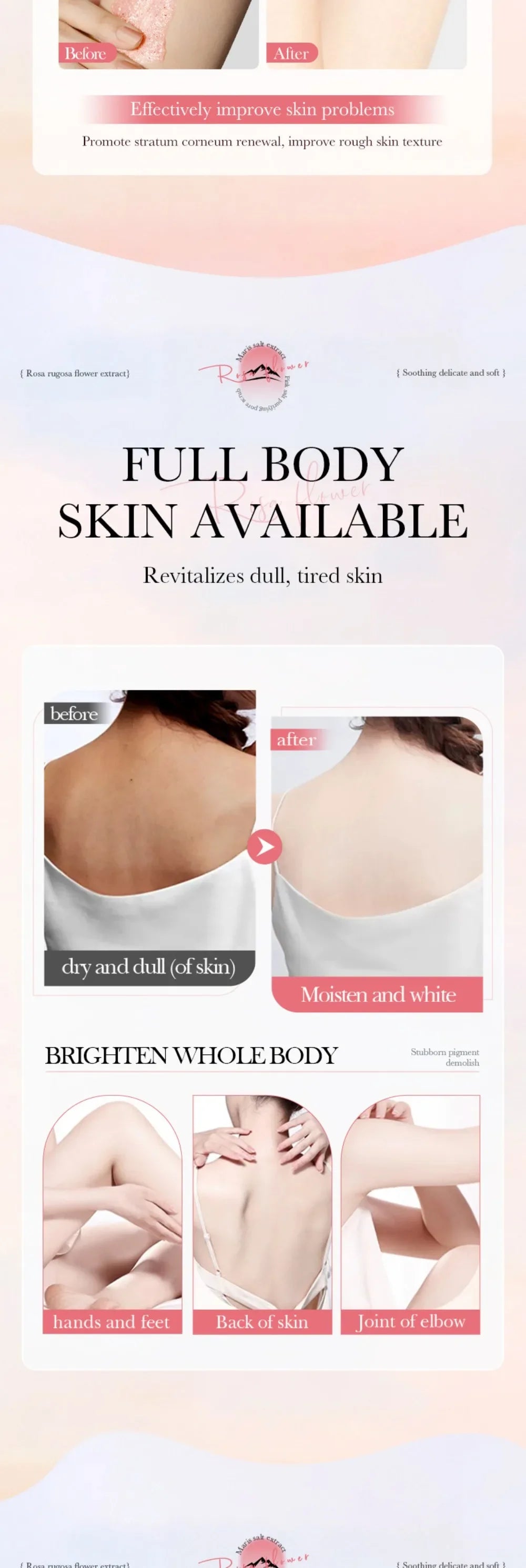 Petal Aromatherapy Sea Salt Body Scrub Bath Salt 350g Bath Exfoliation Cleansing Smooth Body Exfoliator