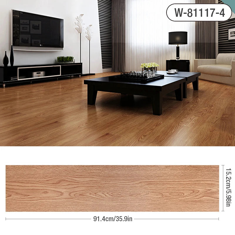 91x15cm 3D Self-adhesive floor sticker Thicken Wood Grain Floor Wallpaper 3d Wall Sticker Waterproof room wear-resistant sticker