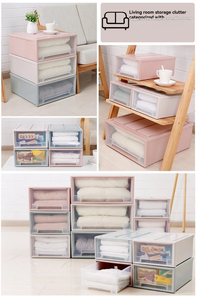 Multi Purpose Stackable Plastic Storage Drawers for Bedroom Closet Underwear Socks Organization