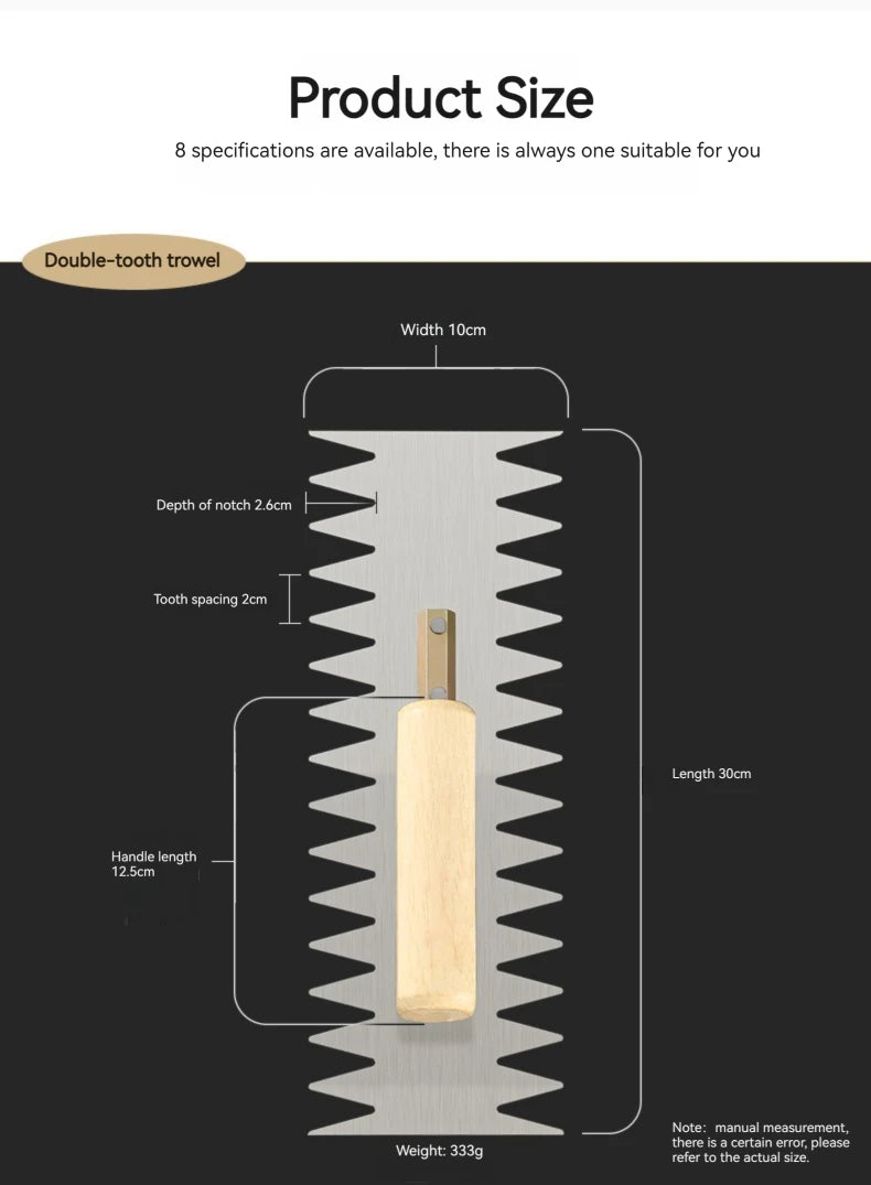Serrated Trowel Tile Tiling Tool for Masons Workers Auxiliary Plastering Decoration Toothed Knife Ceramic Widened Large Boards