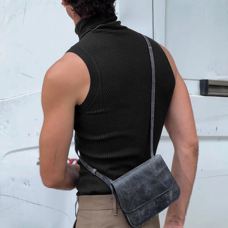 Áo Tank Nam Đen Cổ Lọ Thể Thao Phong Cách Streetwear - Daisan Mart