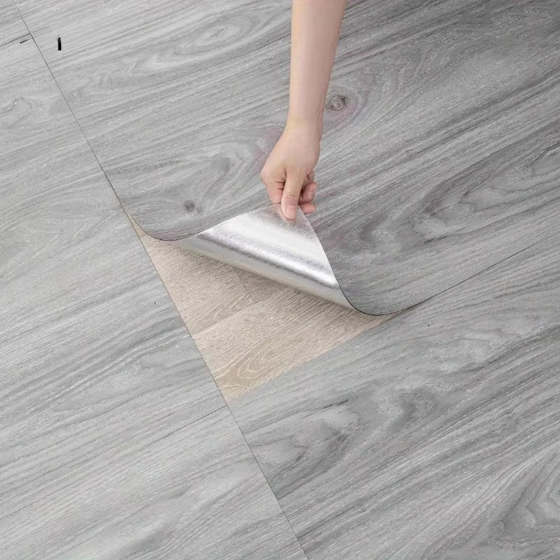 12-Pack Self-Adhesive Vinyl Floor Tiles, Waterproof Peel &amp; Stick Wood Look PVC Flooring for Bedroom Living Room Home Decor