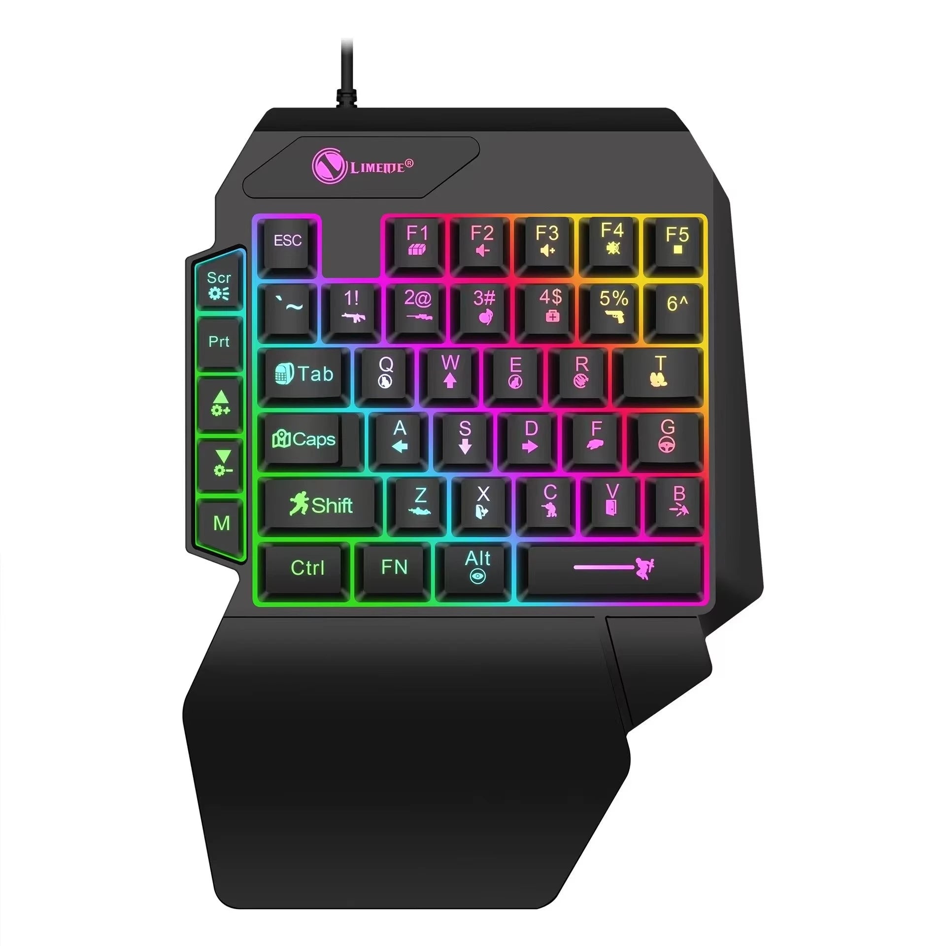 35 Key One-Handed Gaming Keyboard with LED Lights