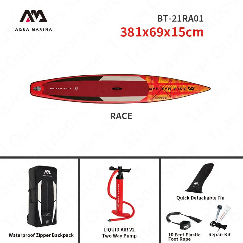 AQUA MARINA New RACE SUP Competition Surfboard 3.8m/4.2m Water Sports Pointed Design Fast Surfing Inflatable Surfboard 2 Size