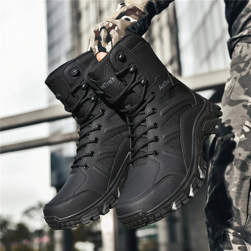 Men's Fashion Boots - Motocross Style High-Top Boots
