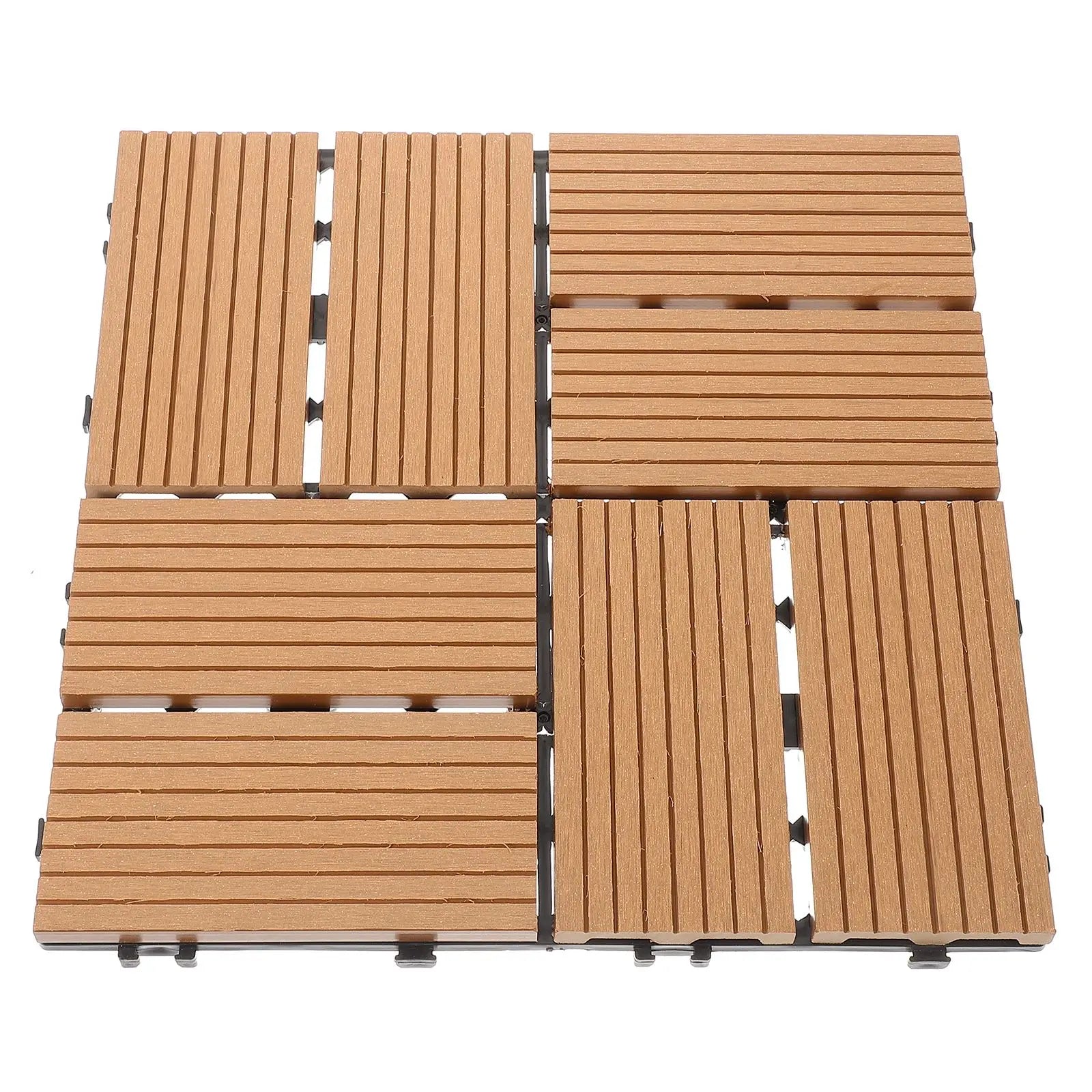 1 Packs WPC Floor Tiles 8 Pieces Per PackYellow Interlocking Deck Tile Patio Garden Terrace Patio Floor Decking Tile
