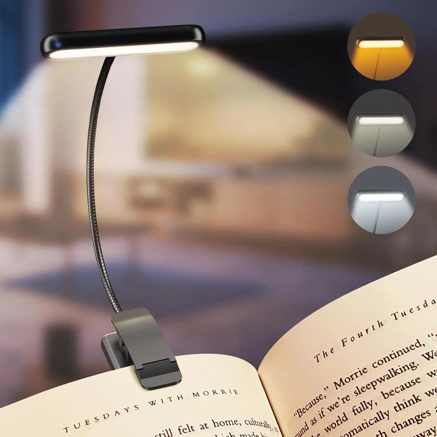 USB Rechargeable Anti-Eye Strain LED Book Clip Lamp