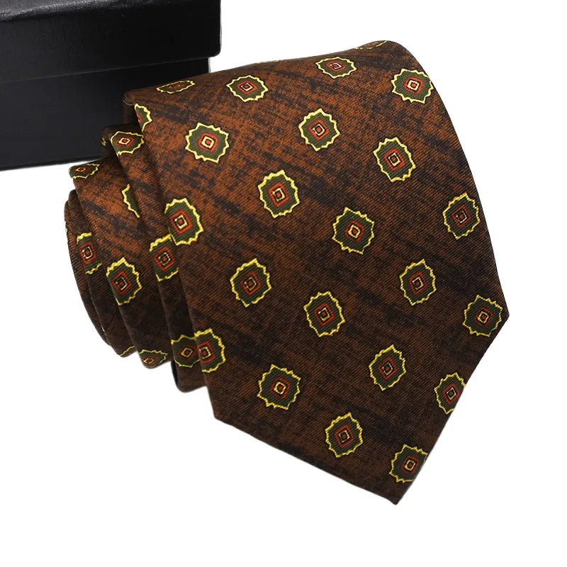 超柔軟絲質領帶，印有男士時尚圖案