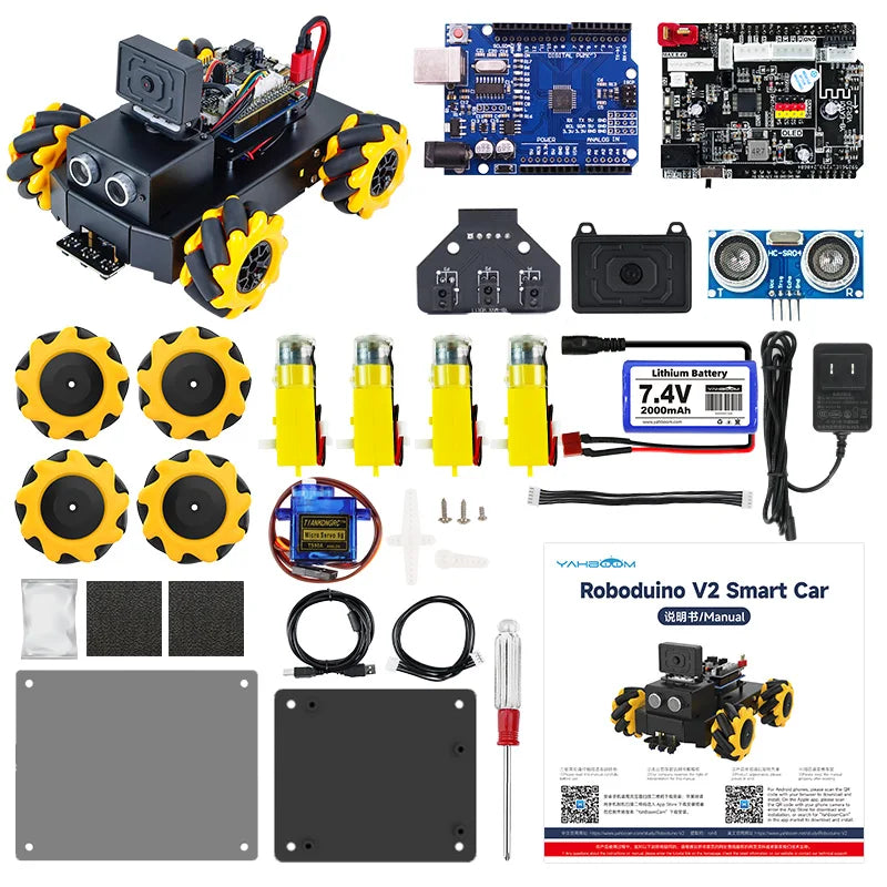 360 degree omnidirectional movement Roboduino V2 mental robot car with real-time video transmission function based on U-N-O R3 - Daisan Mart
