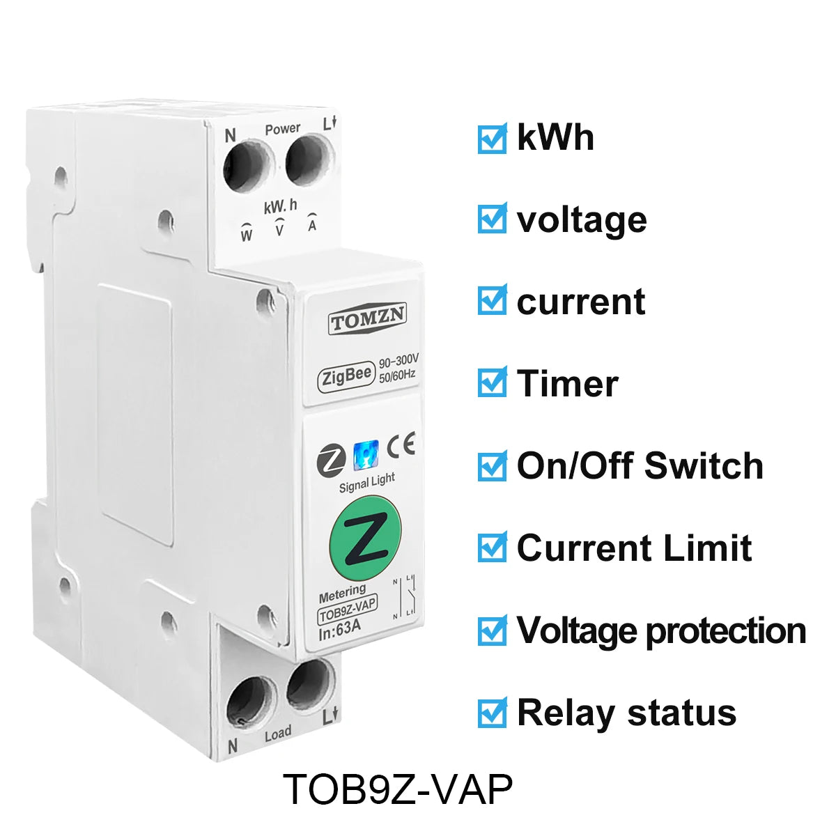 TOMZN Zigbee 63A Smart Switch Energy Meter kWh Metering Monitoring Circuit Breaker Timer Relay MCB TUYA smartlife protection
