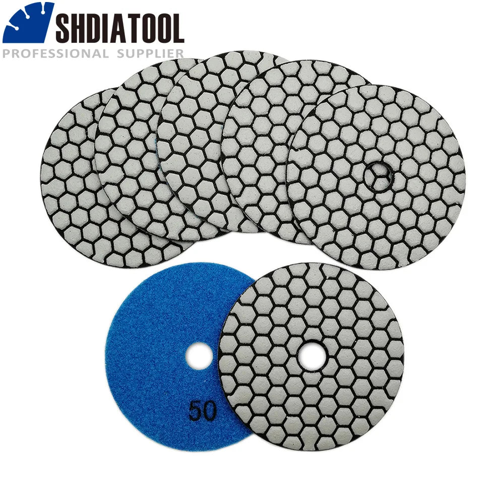 Set of 7 100mm Diamond Grinding Discs for Marble Polishing