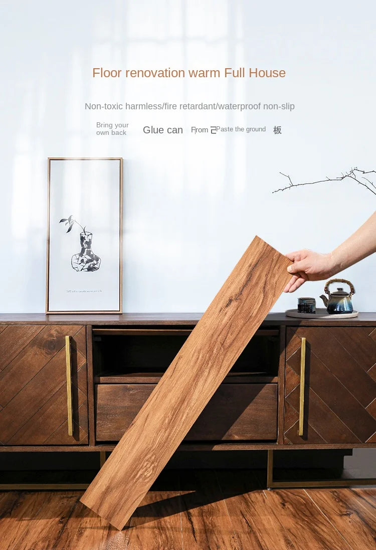 Self-adhesive Wood Grain Floor Wall Stickers Modern Style PVC for Living Room Toilet Kitchen Home Floor Decor Waterproof Sticker