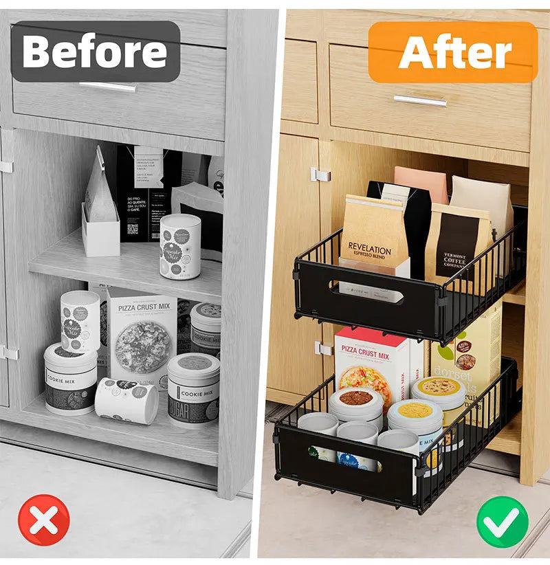 Multi-purpose Pull-Out Rack for Kitchen Cabinets - Spice Storage