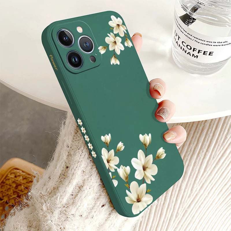 Ốp Lưng Hoa Trắng Xinh Cho iPhone Chống Sốc Silicon