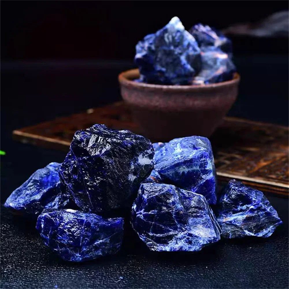 Natural Raw Sodalite Stone Dark Green Healing 50g