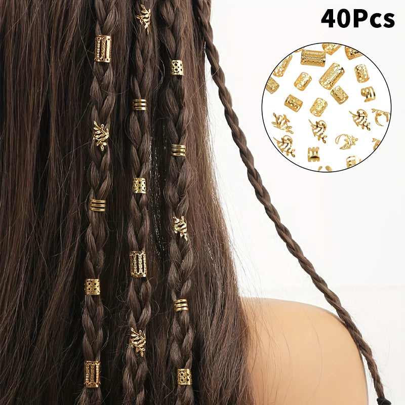 Bộ 40 Kẹp Tóc Vintage Vàng Bạc Cho Bím Tóc Đẹp - Daisan Mart