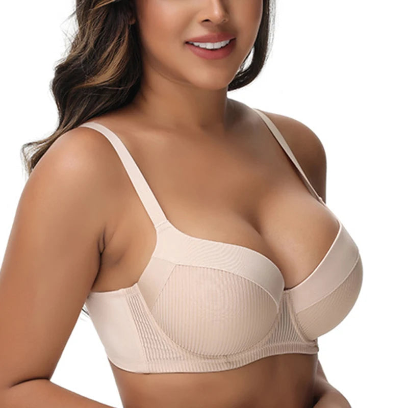 Big size women's support bra with underwire and thin foam