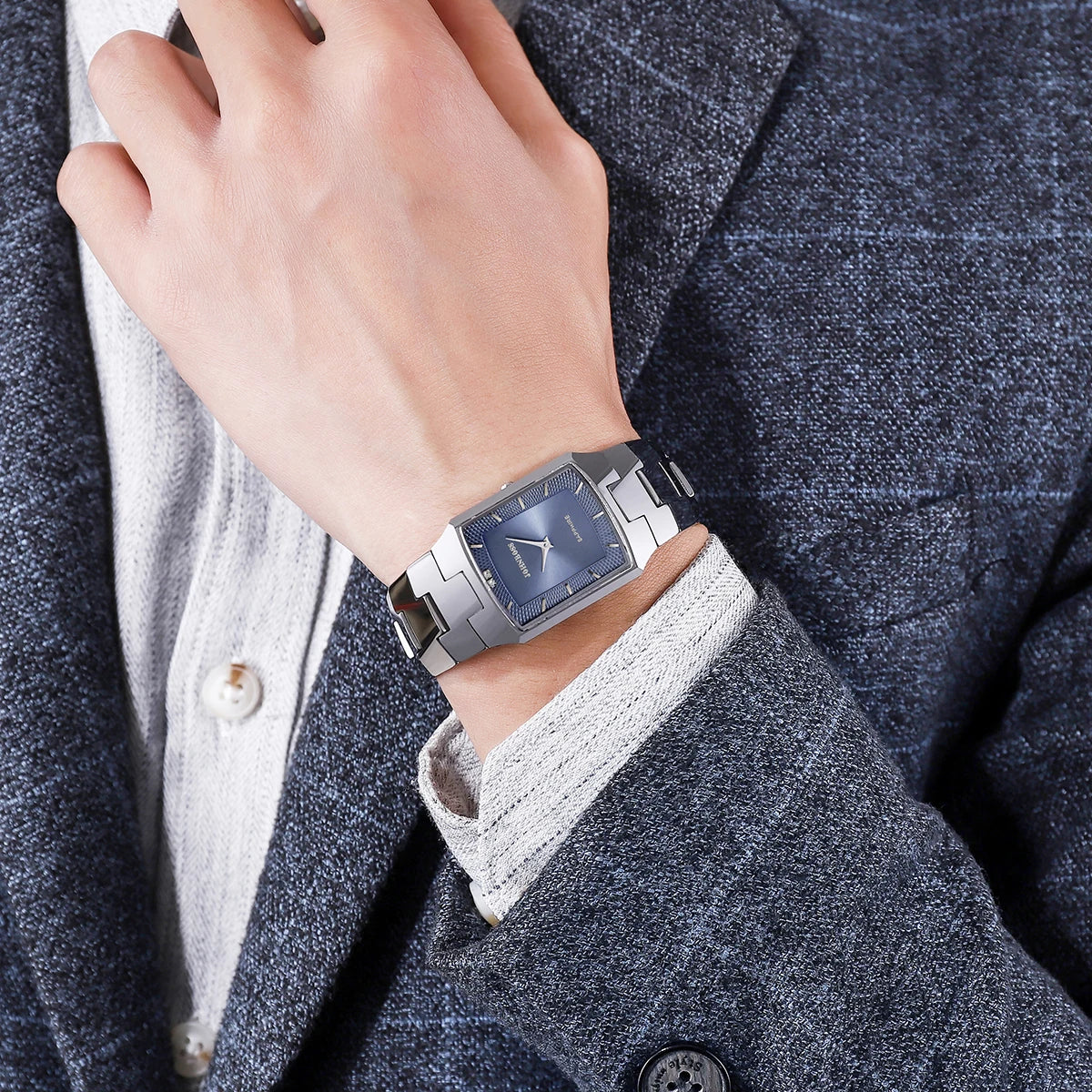 Đồng Hồ Nam Tonneau Thụy Sĩ Thép Tungsten Sapphire