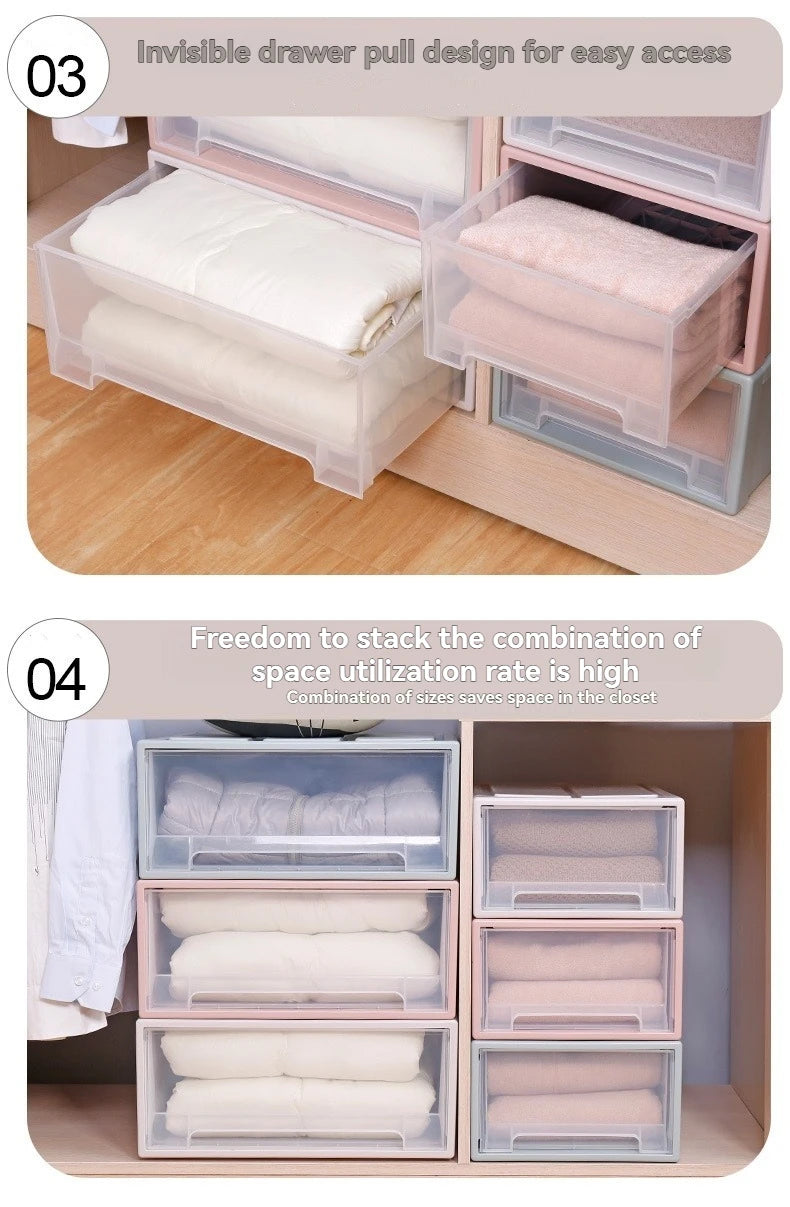 Multi Purpose Stackable Plastic Storage Drawers for Bedroom Closet Underwear Socks Organization