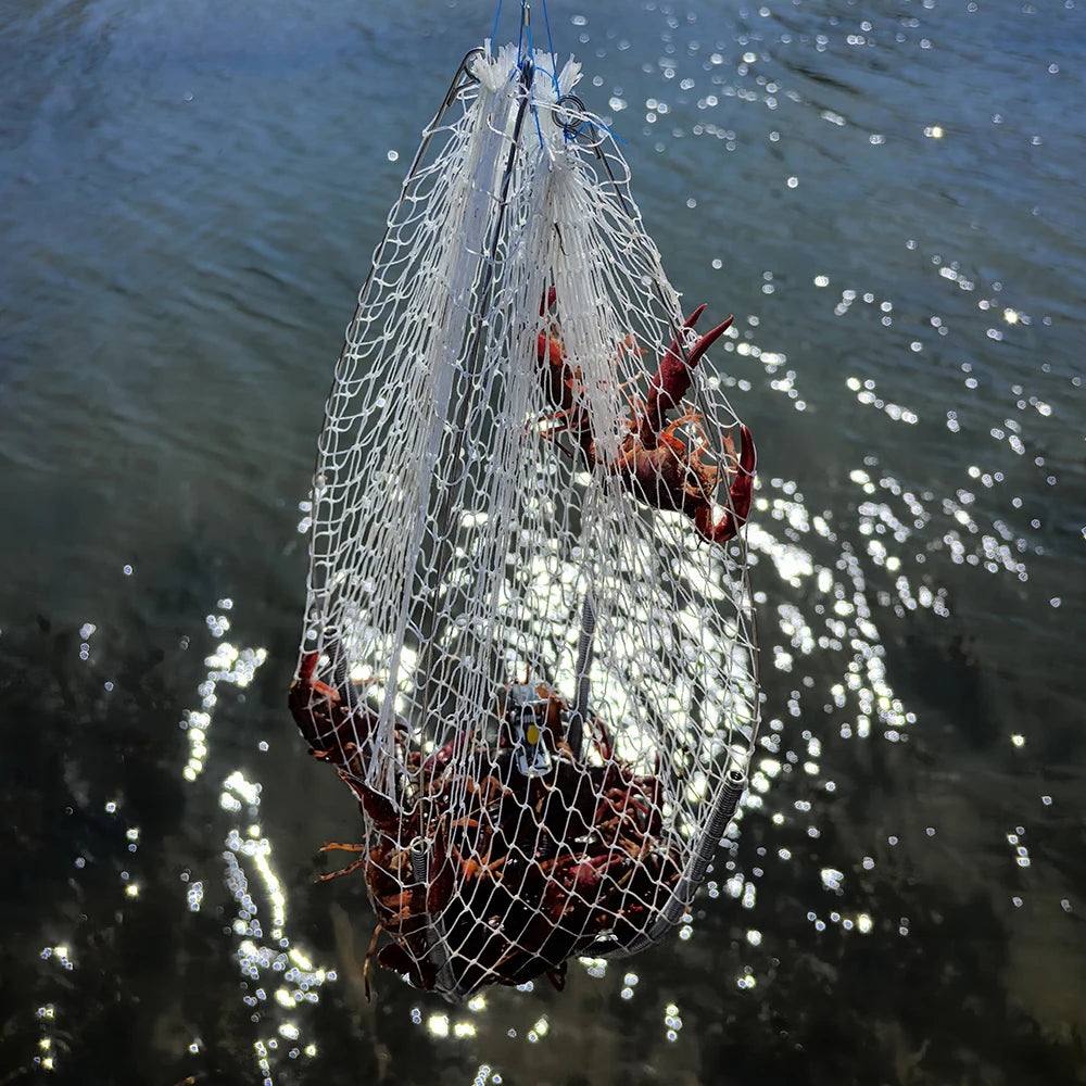 1 pc spring contracting crab cage, stainless steel wire anti bite fishing net, bait cage for catching lobsters and crabs