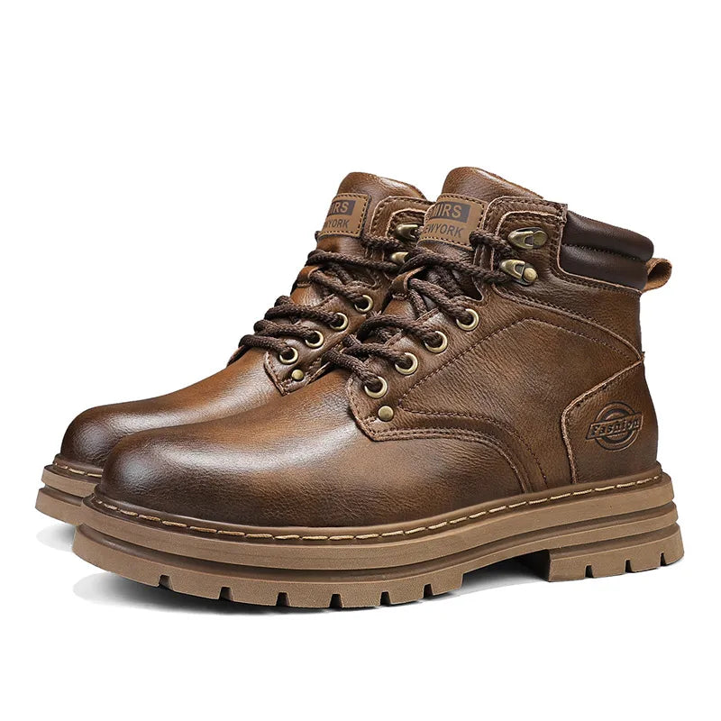 Men's High-Quality Leather Shoes with Comfortable and Fashionable Flat Soles