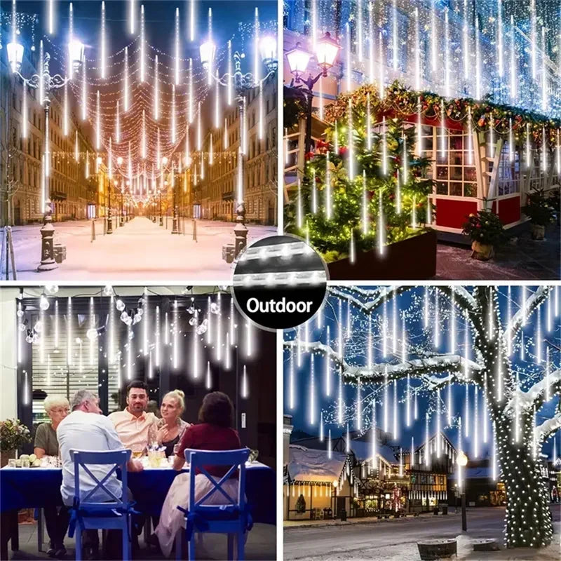 8 Tube Starry Shower LED Lights for Outdoor Christmas Decoration