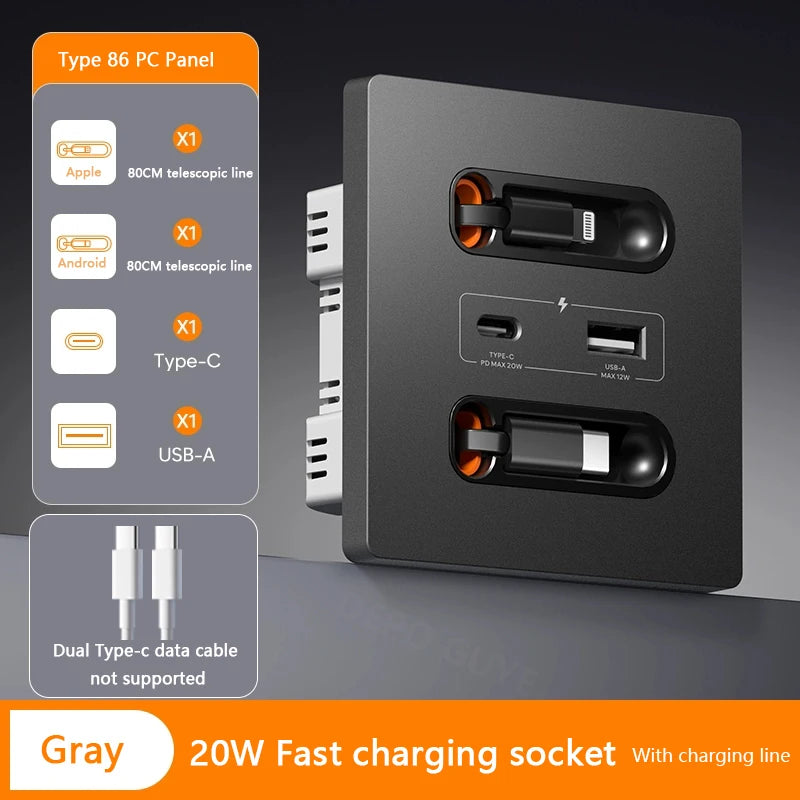 20W Smart Power Outlet Fast Charging USB-C Multi-Function