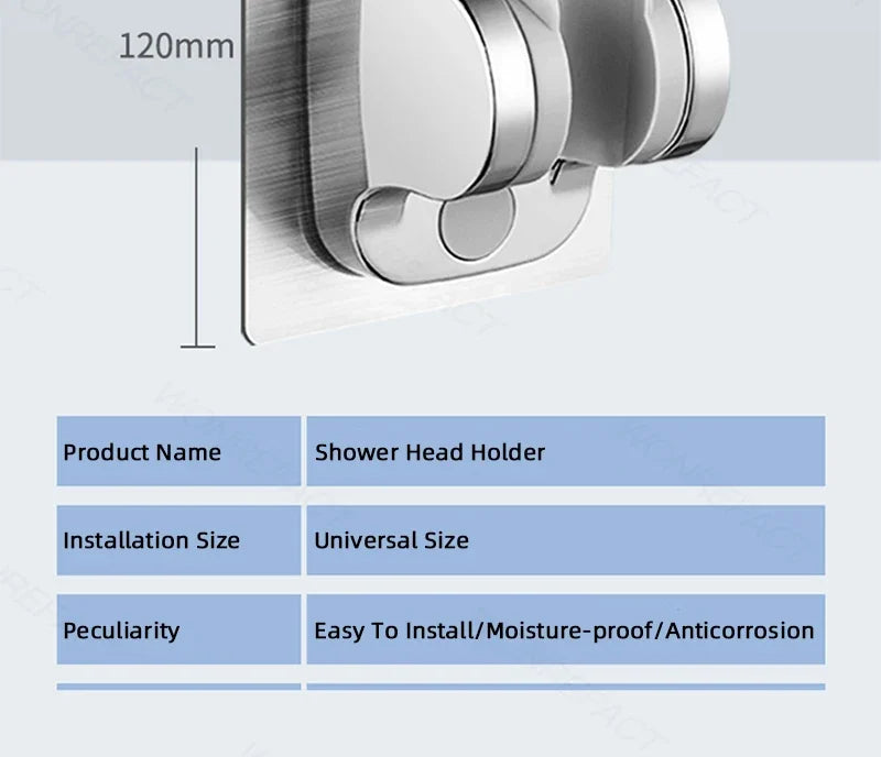 Universal Shower Head Holder No Drill Showerhead Bracket Adjustable Wall Mounted Holder for Bathroom Accessories Stable Rotation