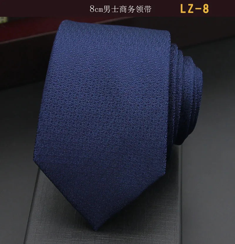 高品質藍色絲質領帶 8厘米