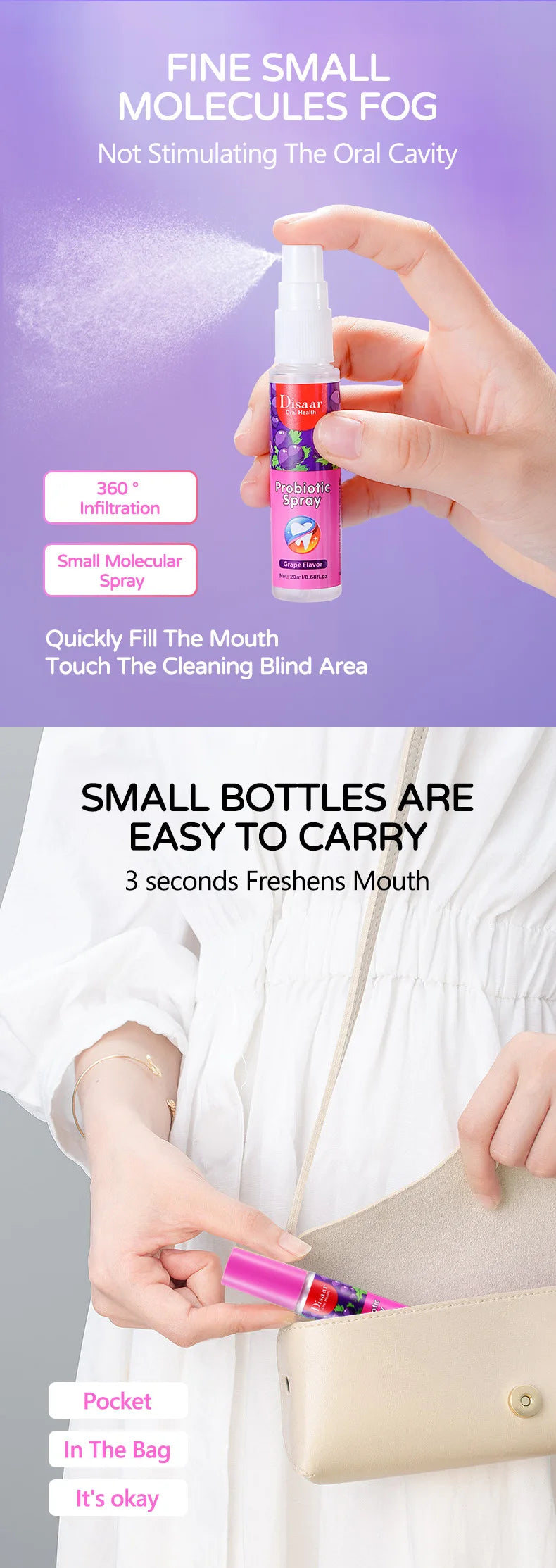 Grape Breath Spray 20ml - Deodorizing, Convenient