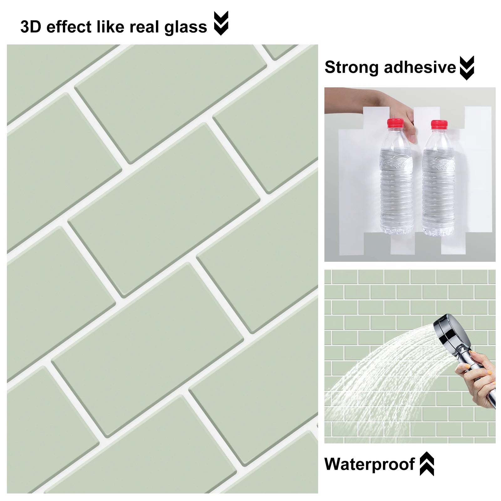 Set of 5 3D Subway Tile Wall Stickers for Kitchen