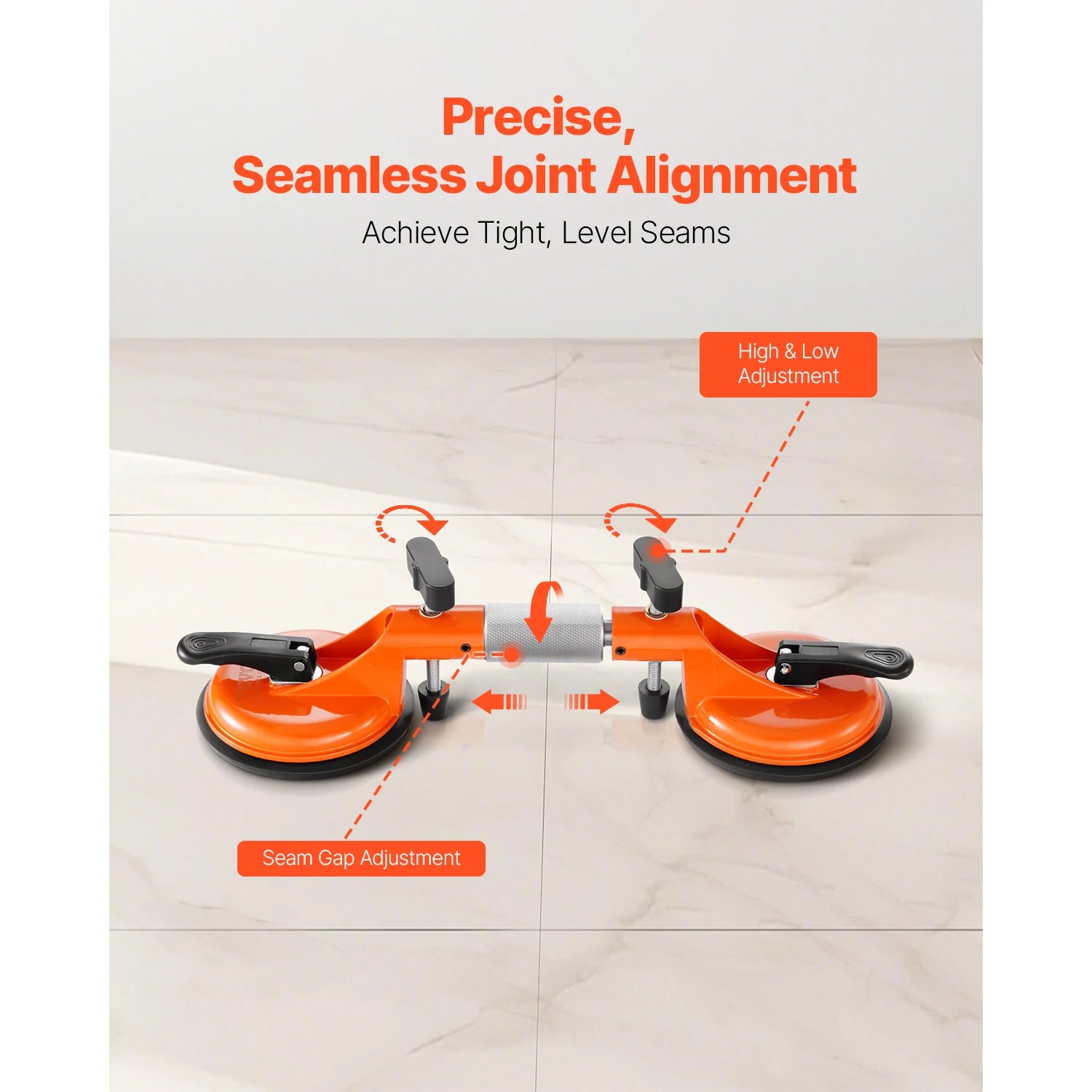 SucceBuy 2 Packs Stone Seam Joiner 180° Adjustable Seamless Seam Setter with 5 in Vacuum Suction Cups Installation Tool for Tile