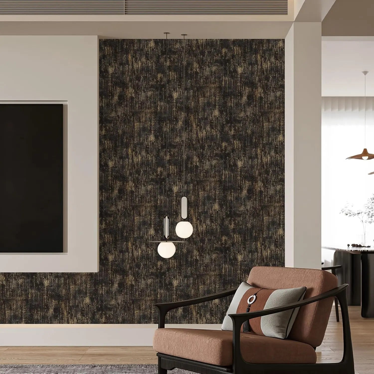 Vintage Black Gold Metallic Peel and Stick Wallpaper Self Adhesive Industrial Metallic Concrete Wall Paper Stick on Wallpaper