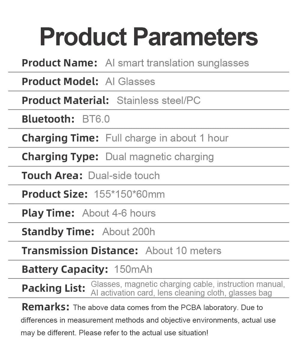 YHA17 AI Translation Smart Glasses EU USA Large Frame Sunscreen Color-changing Stainless Bluetooth Audio Sunglasses Work Glasses - Daisan Mart