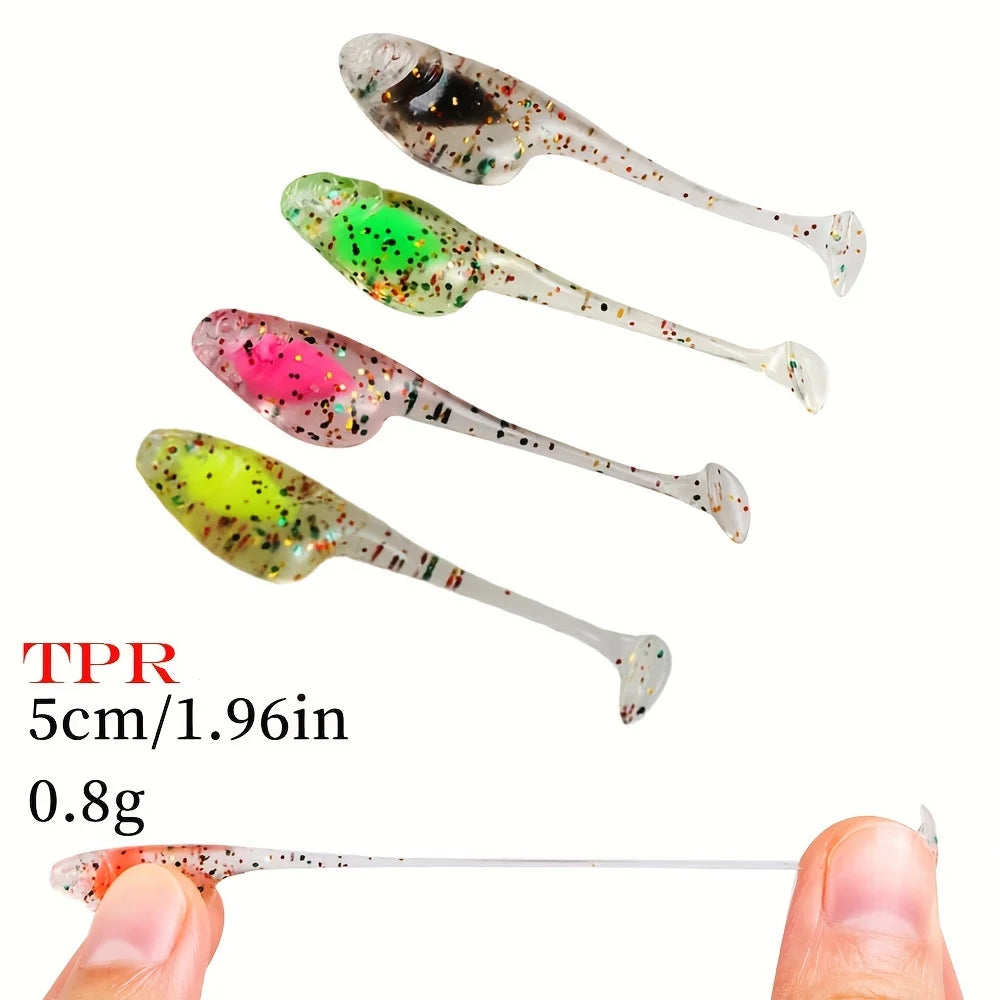 Bộ 24 Mồi Giả Mềm + 12 Lưỡi Câu Jig Đa Sắc 2inch