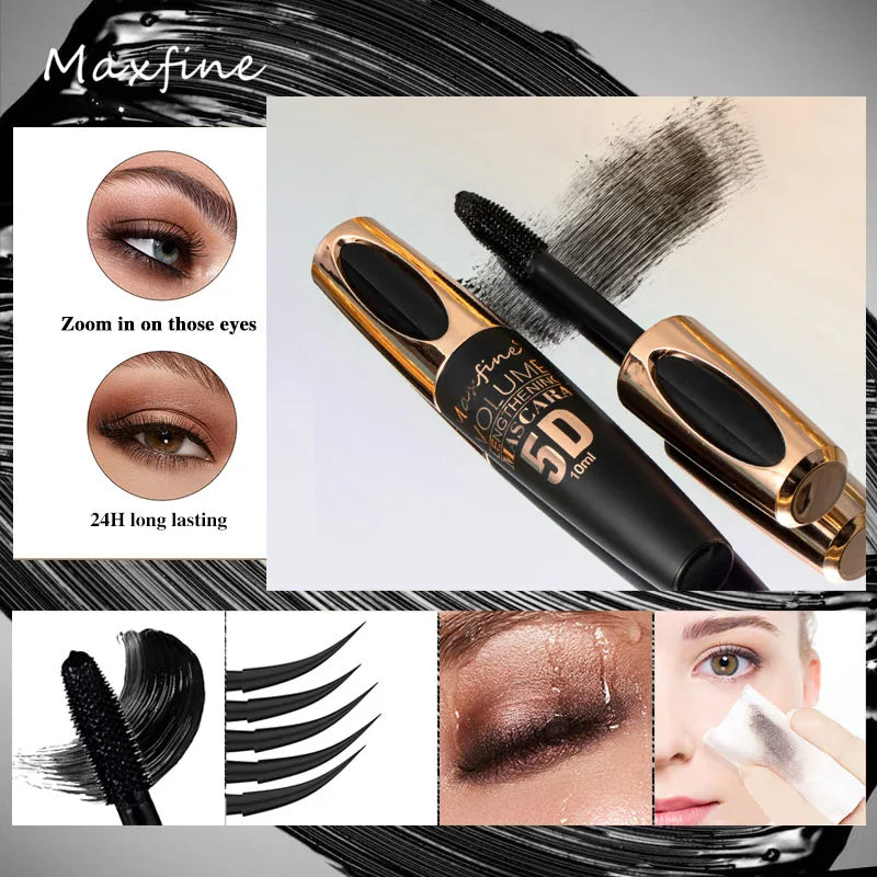 5D Silk Mascara Super Black Long, Waterproof, No Clumping