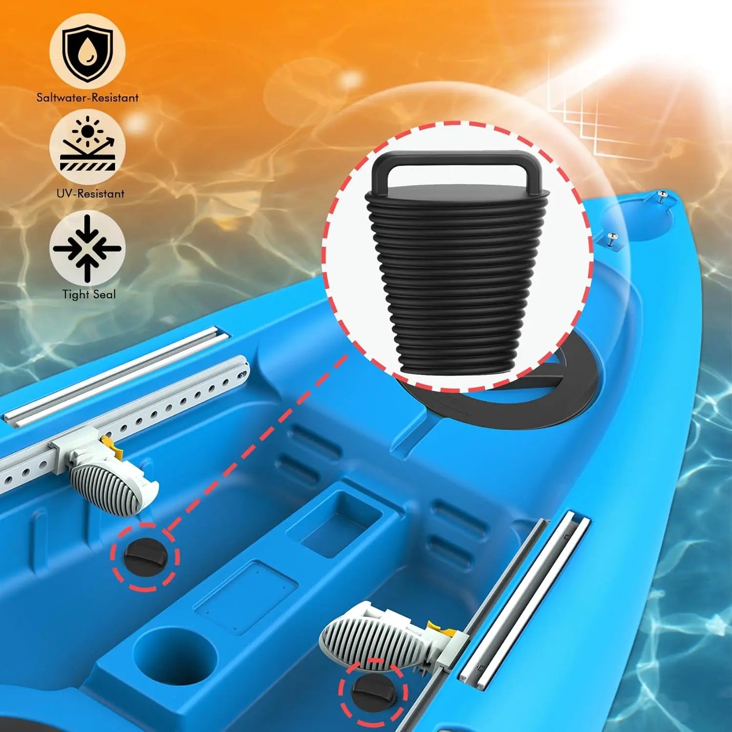 8 Pcs Kayak Scupper Plugs Kit with Silicone Handles 2 Sizes Scupper Plugs Drain Holes Stopper Non-Slip Easy Installation